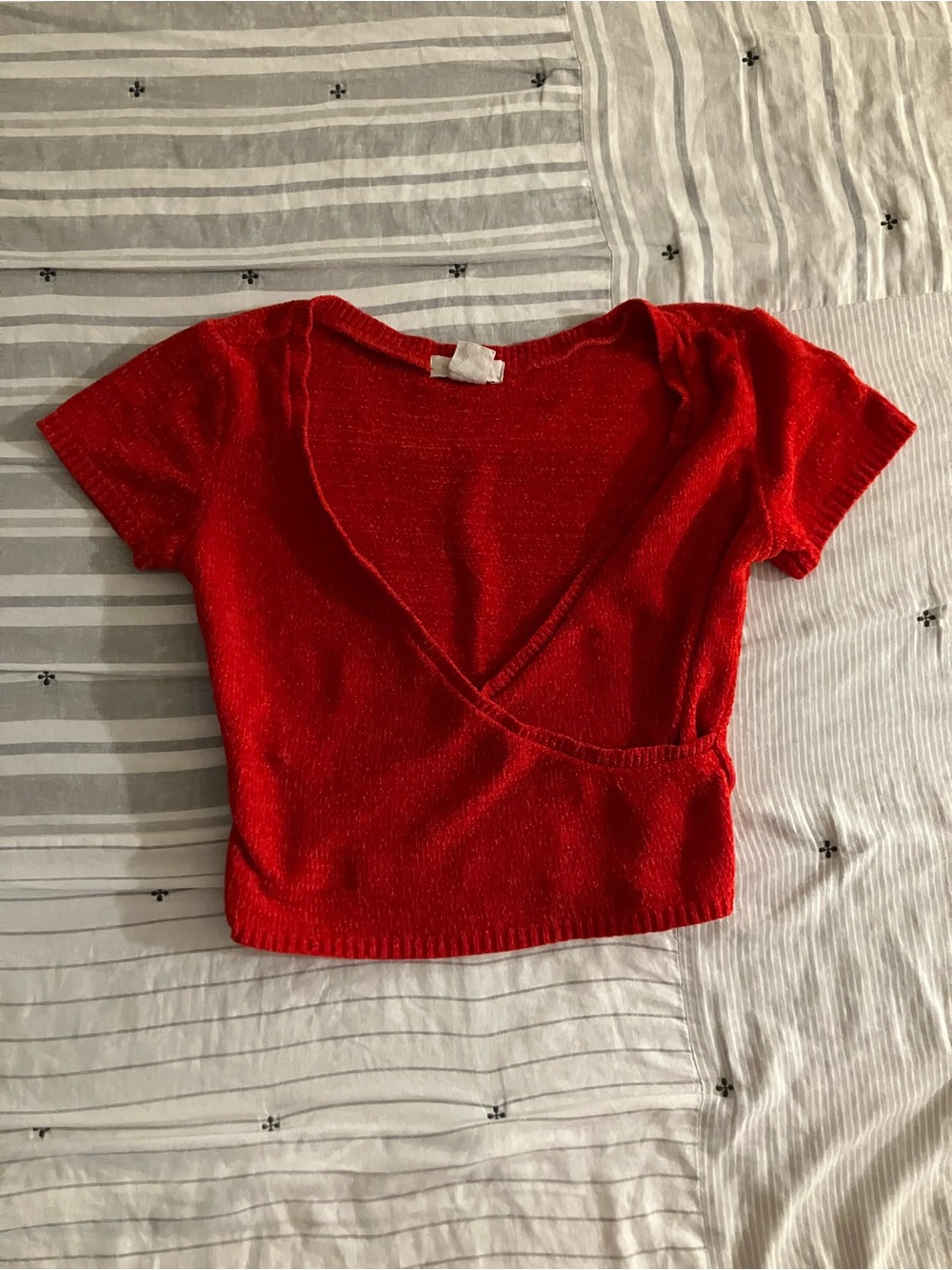 Urban Outfitters Red V-Neck Knit Crop Top